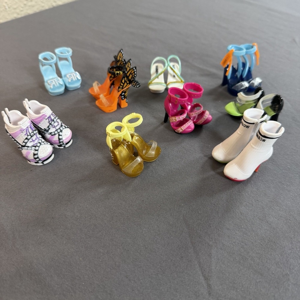 Lot of 9 Pair of Rainbow High‎ Shoes Heels Butterfly Doll Accessories Used
